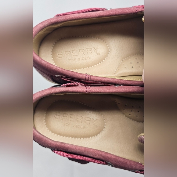 Sperry Womens Top-Sider Koifish Maroon Sparkle Chambray Boat Canvas Slip On Sz 6 - Picture 11 of 12